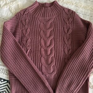Cable Knit Mauve Sweater